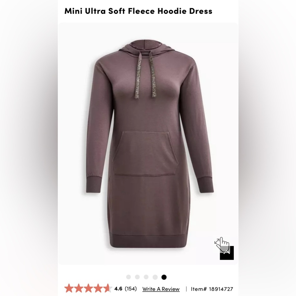 NWT Torrid Grey Mini Ultra Soft Fleece Hoodie Dress/ size 00 10 M-L